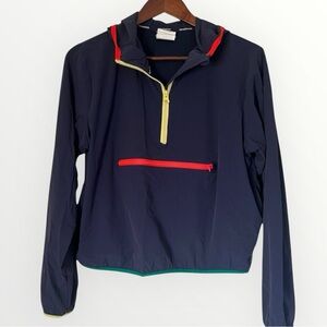 NEW BALANCE FOR J CREW HALF ZIP ANORAK HOODED JACKET IN NAVY